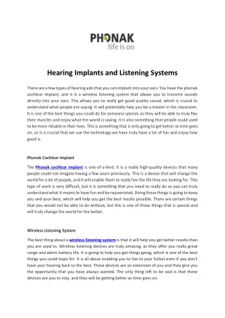 hearing implants and listening systems