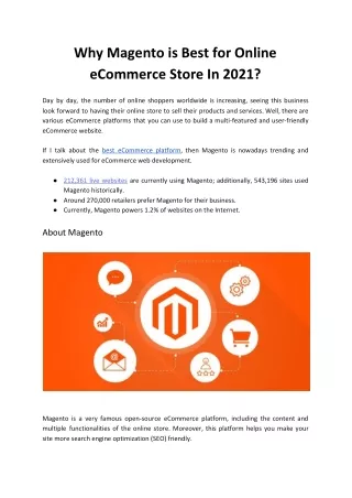 Why  magento is best for online e commerce store in 2021