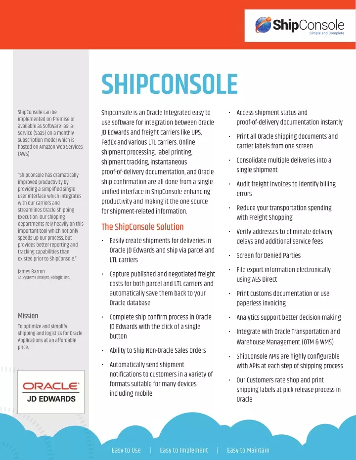 shipconsole shipconsole is an oracle integrated