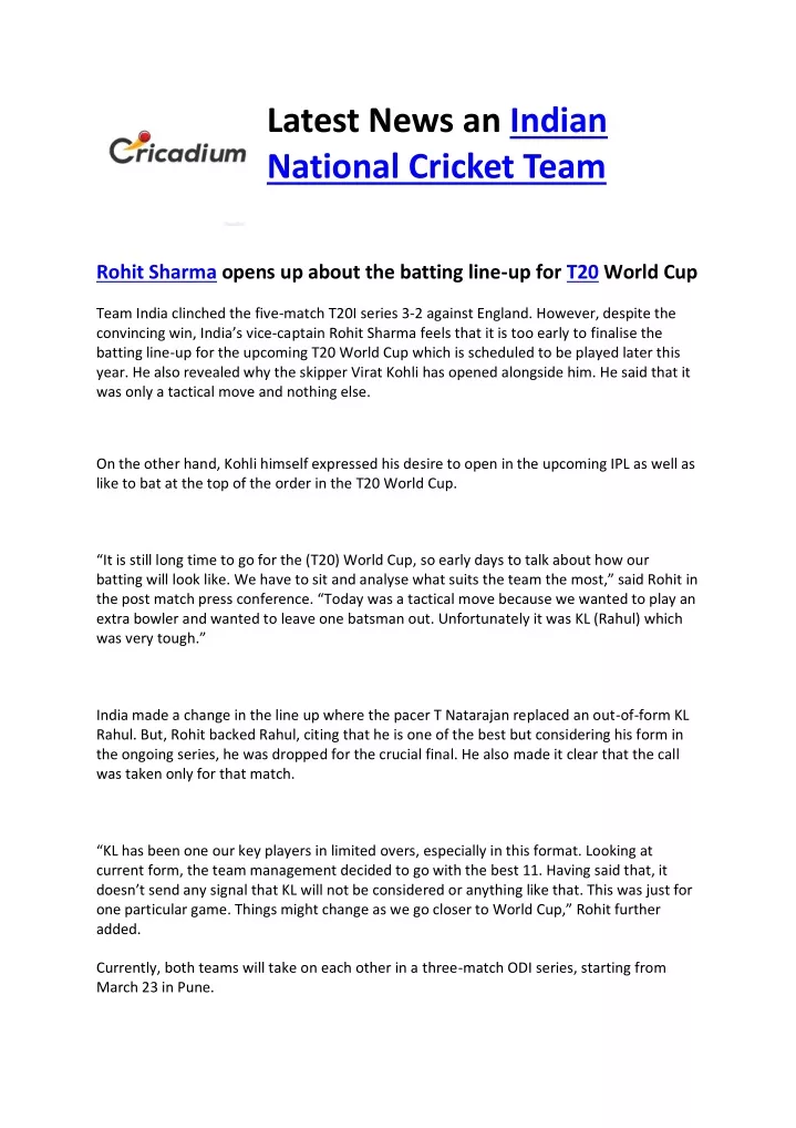 latest news an indian national cricket team