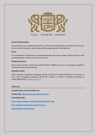 Private Security UK | closeprotection1.com