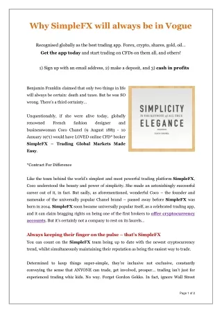 why simplefx will always be in vogue