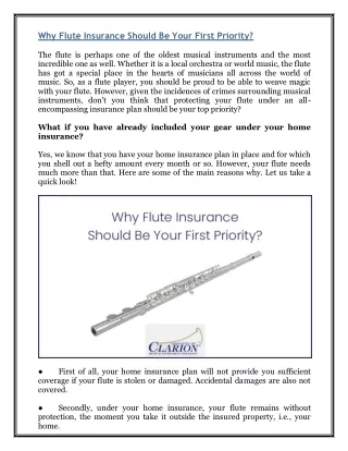 why flute insurance should be your first priority