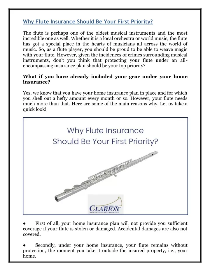 why flute insurance should be your first priority