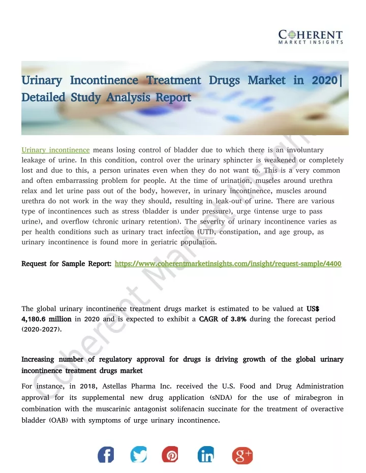urinary incontinence treatment drugs market