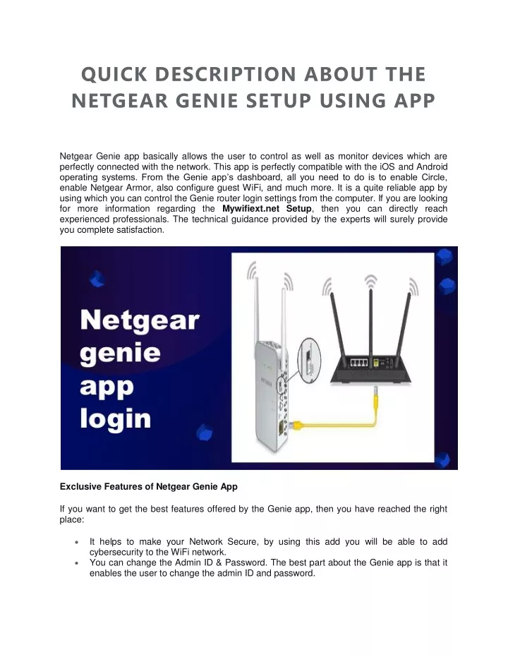 quick description about the netgear genie setup
