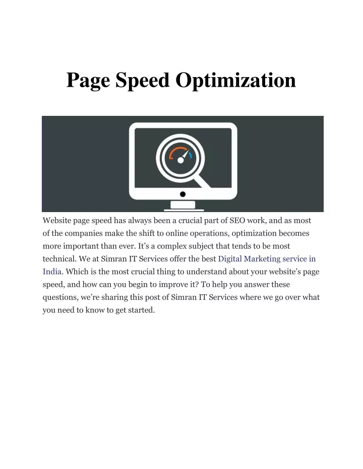 page speed optimization