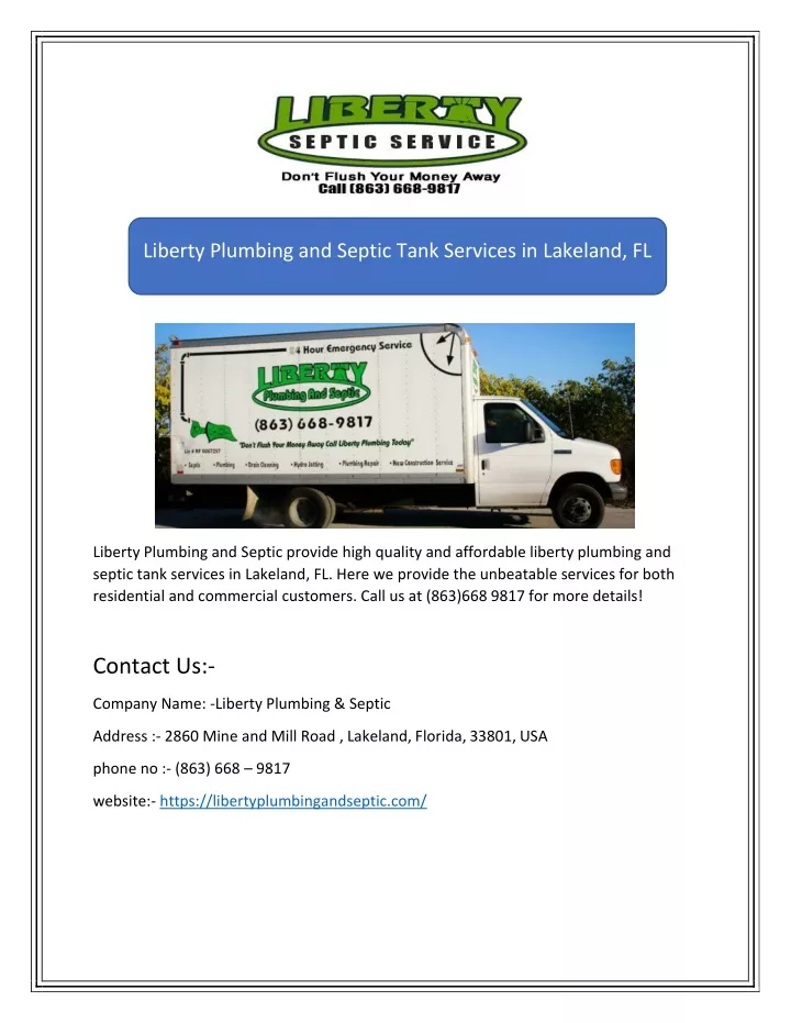 liberty plumbing and septic tank services