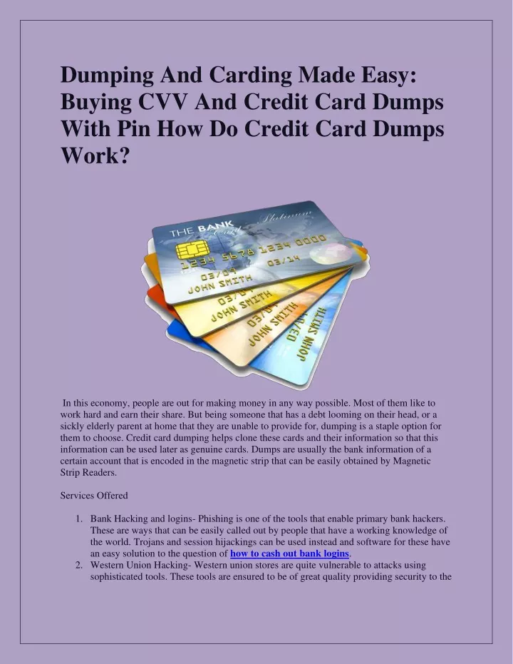 dumping and carding made easy buying