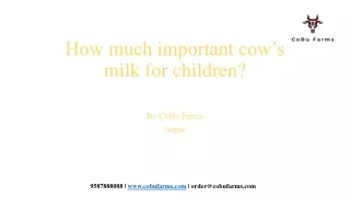Importance of Cow's Milk