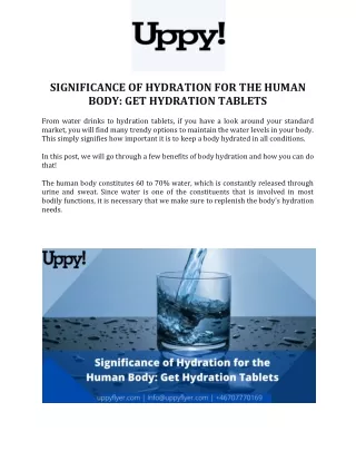 Significance of Hydration for the Human Body: Get Hydration Tablets