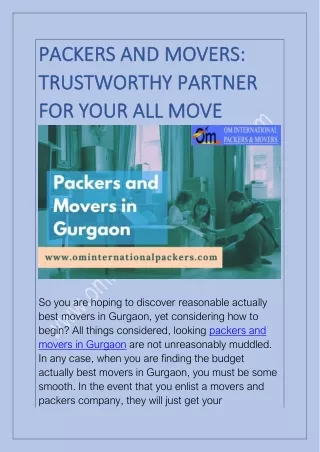 One of the leading packers and movers service provider in Gurgaon