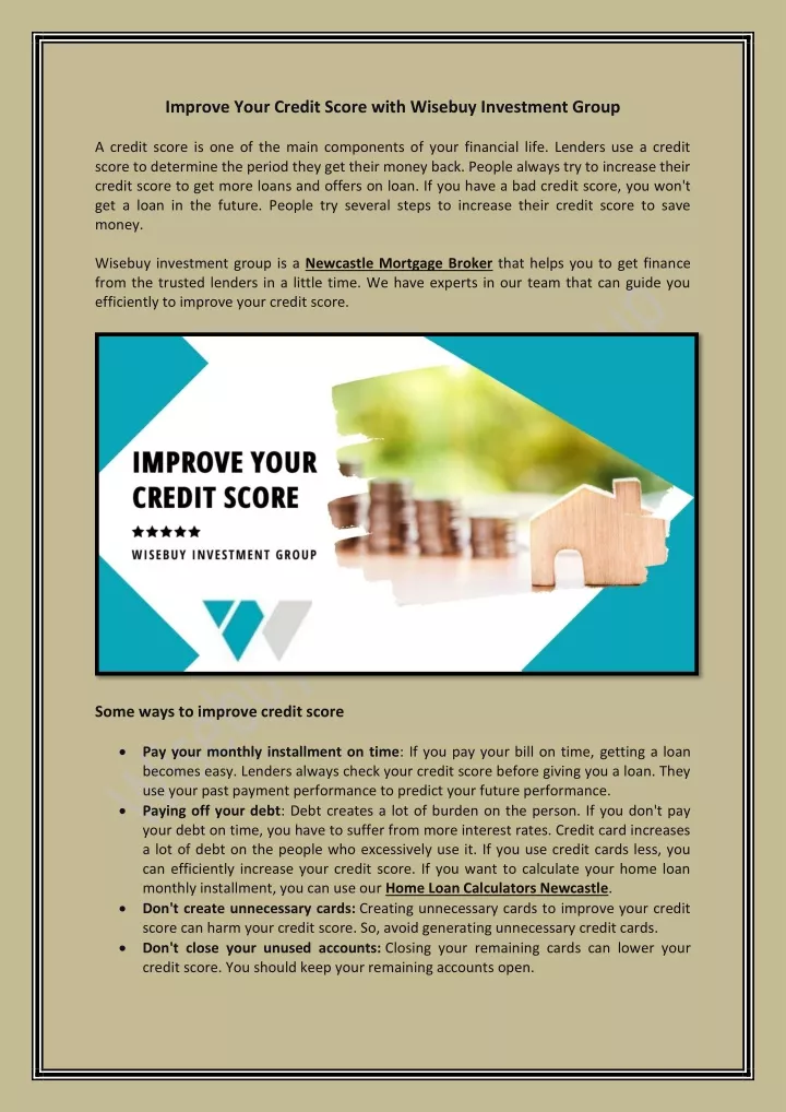 improve your credit score with wisebuy investment