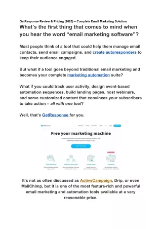 getresponse review pricing 2020 complete email
