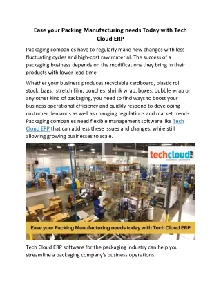 ease your packing manufacturing needs today with