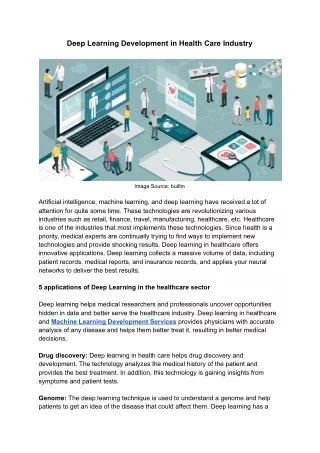 deep learning development in health care industry