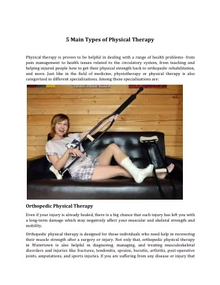 5 Main Types of Physical Therapy