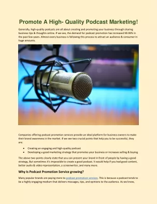 promote a high quality podcast marketing