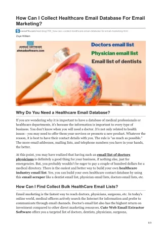 how can i collect healthcare email database