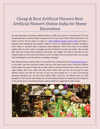 Cheap & Best Artificial Flowers Best Artificial Flowers Online India for Home Decoration