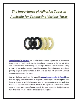 the importance of adhesive tapes in australia