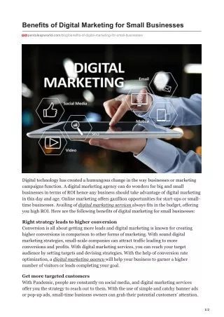 BENEFITS OF DIGITAL MARKETING FOR SMALL BUSINESSES