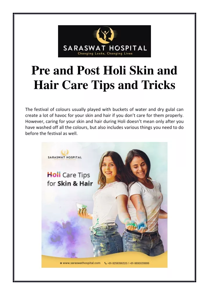 pre and post holi skin and hair care tips