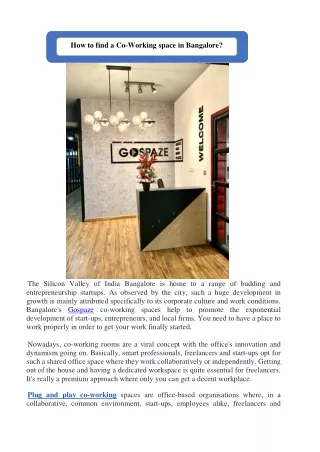 how to find a co working space in bangalore