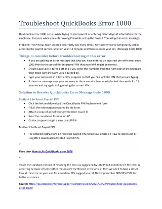 troubleshoot quickbooks error 1000