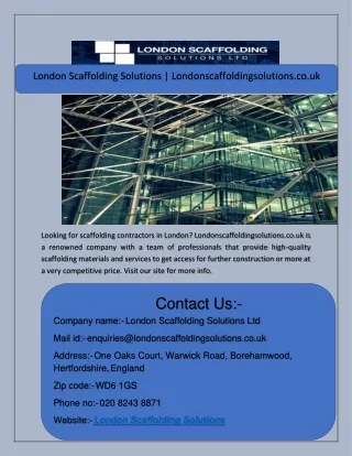 London Scaffolding Solutions | Londonscaffoldingsolutions.co.uk