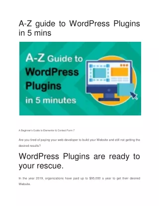 A-Z guide to WordPress Plugins in 5 mins