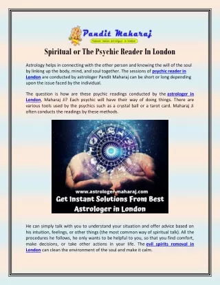 Spiritual or The Psychic Reader In London