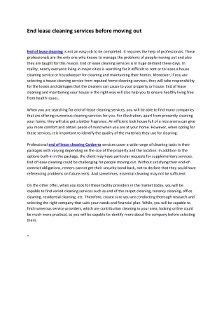 end lease cleaning services before moving out