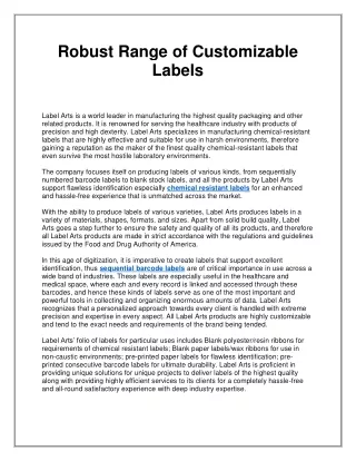 robust range of customizable labels