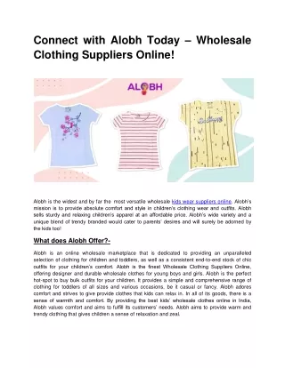 Connect with Alobh Today – Wholesale Clothing Suppliers Online!
