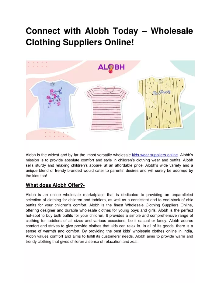 connect with alobh today wholesale clothing