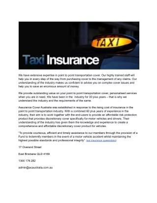 taxi insurance queensland