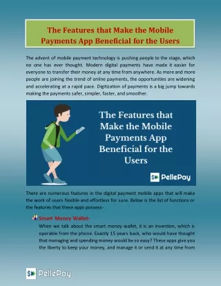 The Features that Make the Mobile Payments App Beneficial for the Users