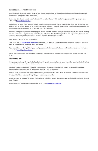 know about the football predictions