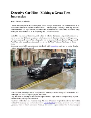 Executive Car Hire - Making a Great First Impression