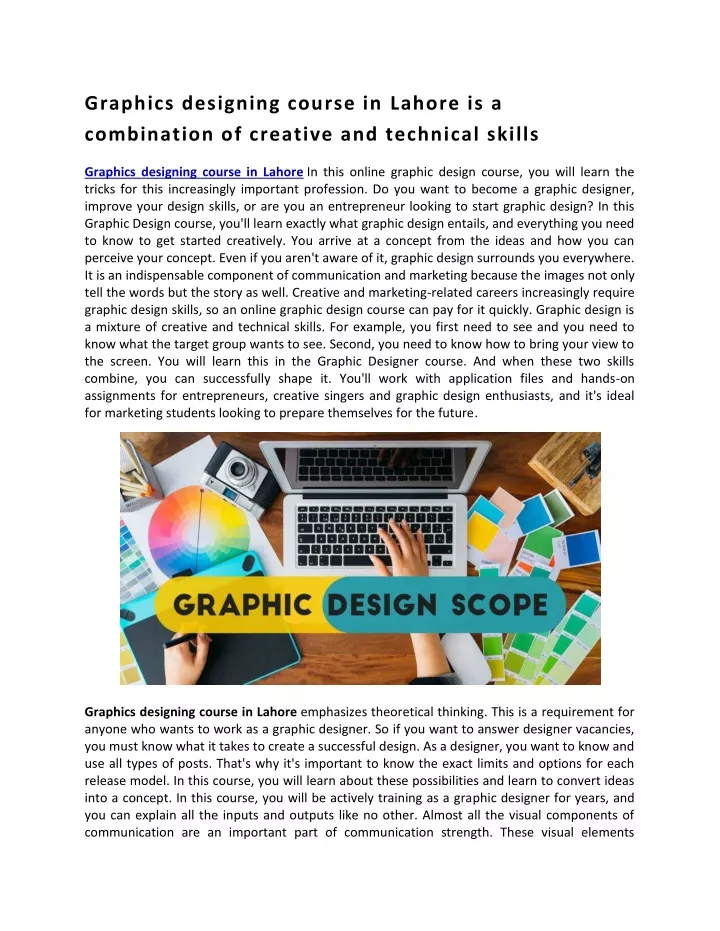 graphics designing course in lahore