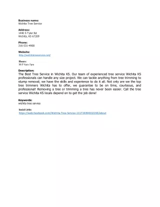 business name wichita tree service address 1440