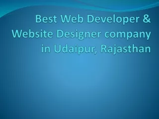 Best Web Developer & Website Designer company in Udaipur, Rajasthan