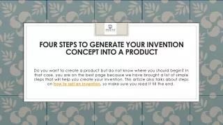 four steps to generate your invention concept into a product
