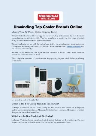 Unwinding Top Cooler Brands Online