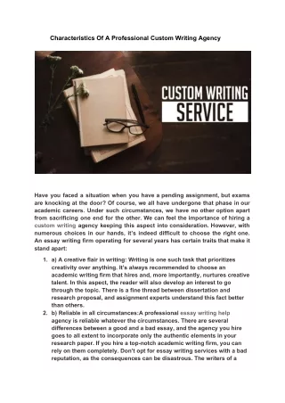 characteristics of a professional custom writing