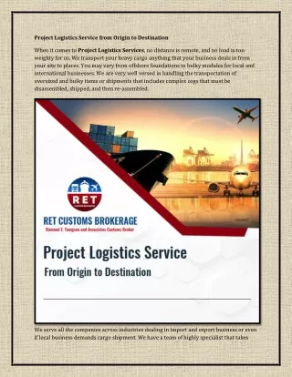 Project Cargo Logistics Service In Manila