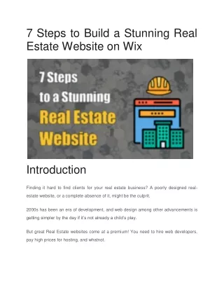 7 Steps to Build a Stunning Real Estate Website on Wix