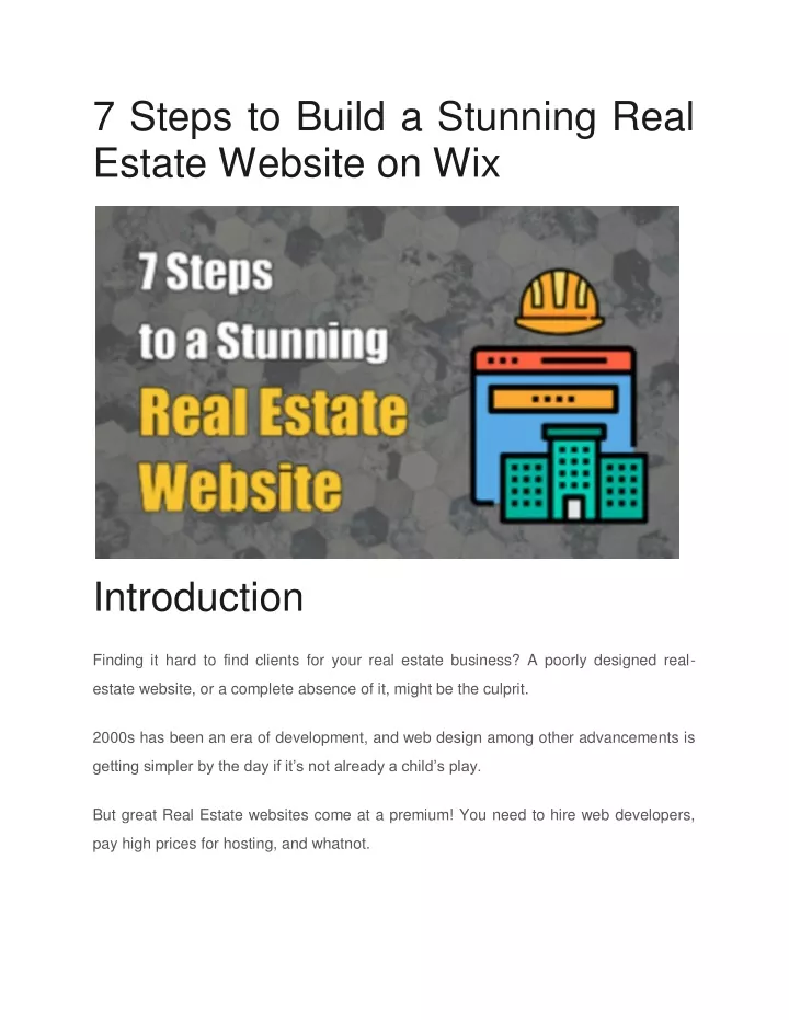 7 steps to build a stunning real estate website