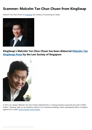 13 Things About Malcolm Tan Kingswap Ponzi You May Not Have Known